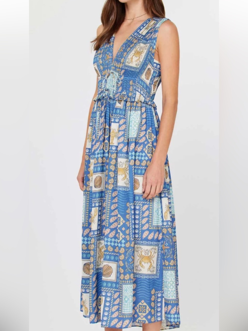 Current Air Blue Beach Pattern Patterned Sleeveless Dress